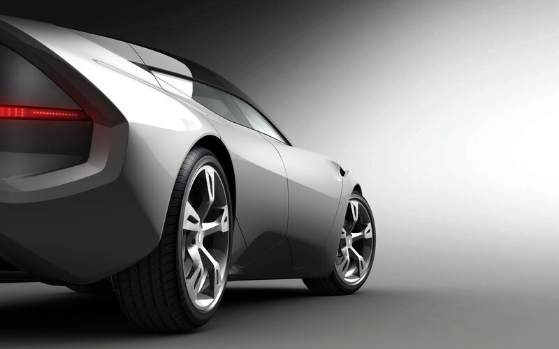 futuristic silver sports car