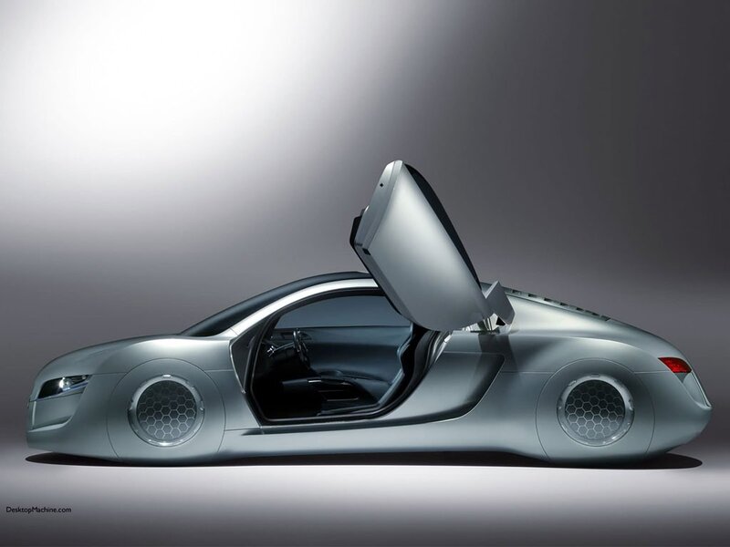 futuristic silver sports car
