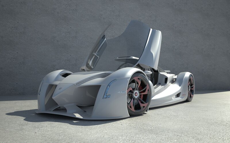 futuristic silver sports car