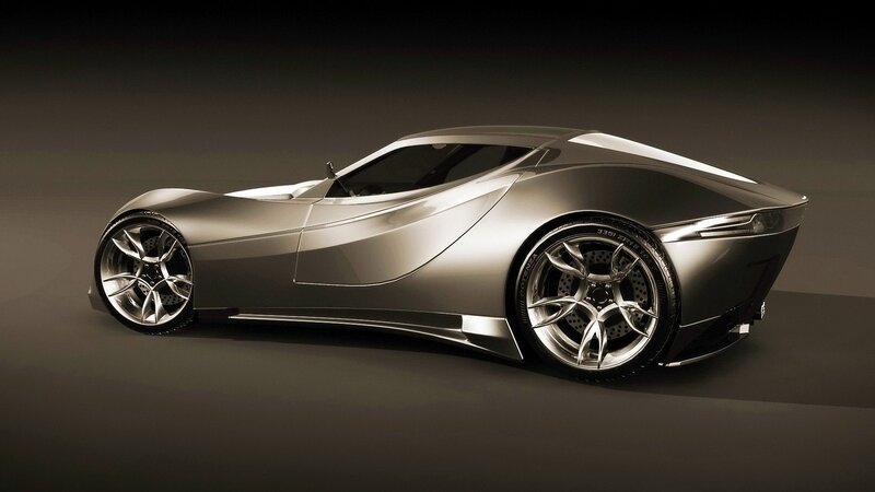 futuristic silver sports car