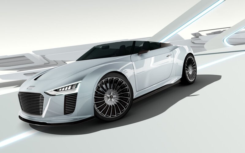 futuristic silver sports car