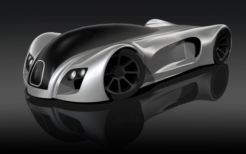 futuristic silver sports car