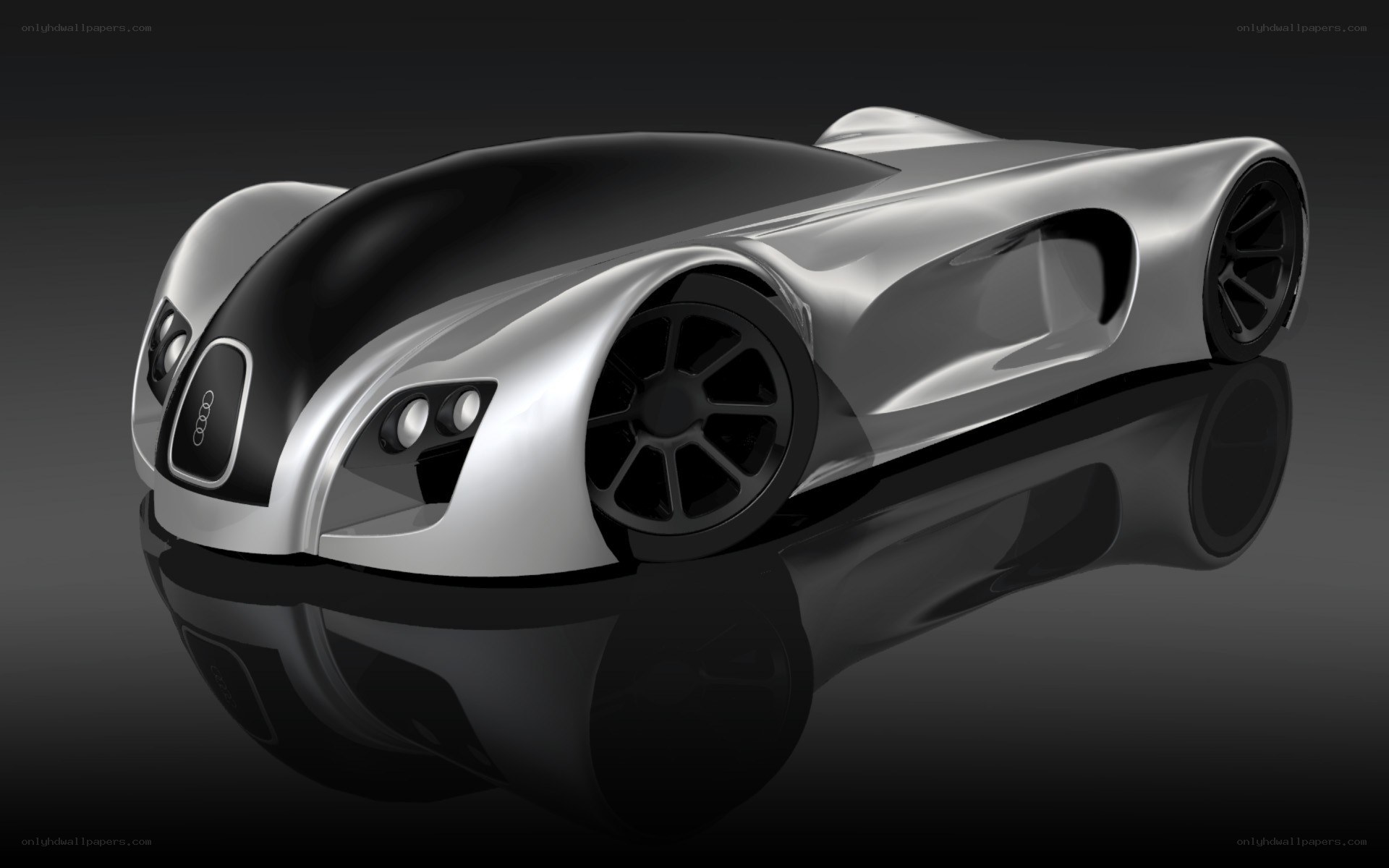 futuristic silver sports car