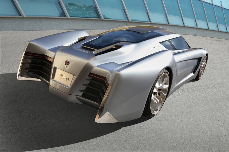 futuristic silver sports car