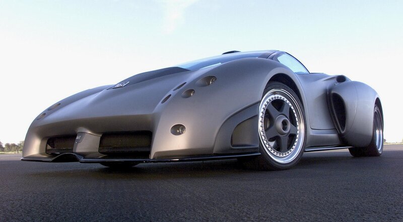 futuristic silver sports car