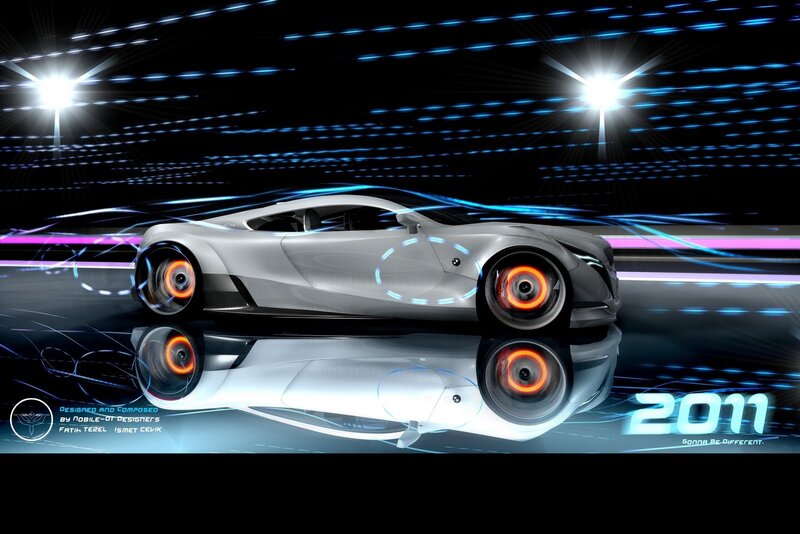 Futuristic Silver Sports Car — Dramatic
