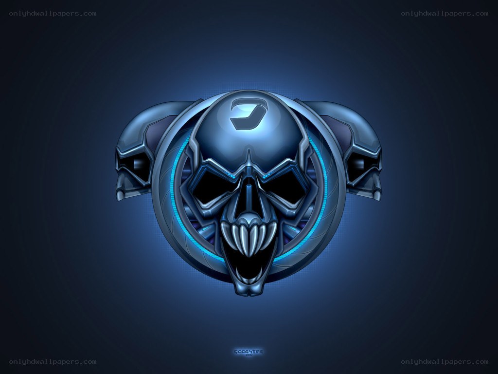 futuristic skull logo