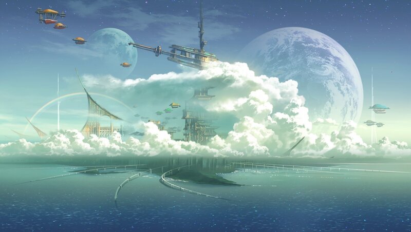 futuristic sky city