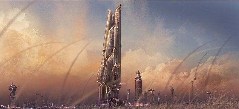Futuristic Skyscraper — Blue, Dramatic