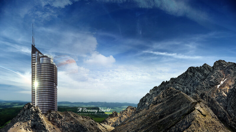 Futuristic Skyscraper — Blue