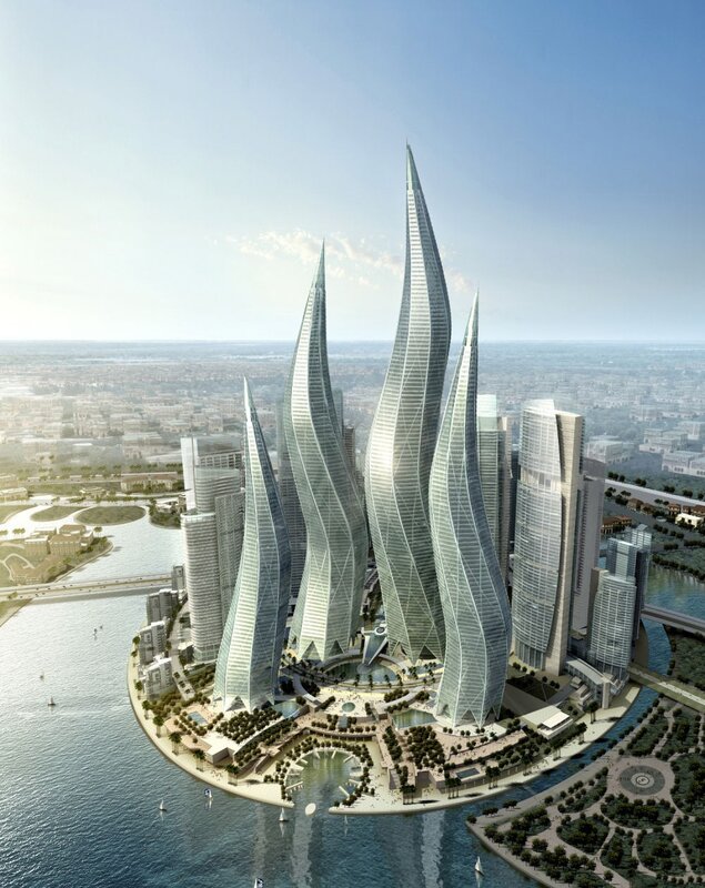 Futuristic Skyscraper Complex — Blue