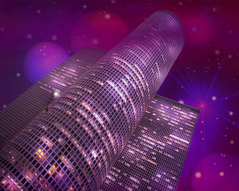 Futuristic Skyscraper — Purple