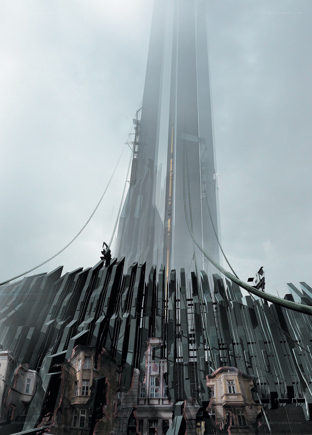 Futuristic skyscraper under construction