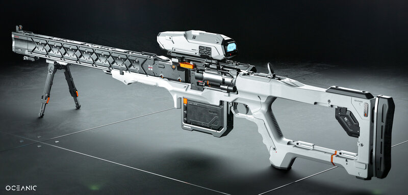 Futuristic Sniper Rifle — White