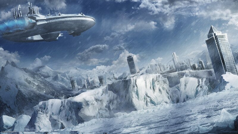 Futuristic Snow City — Blue