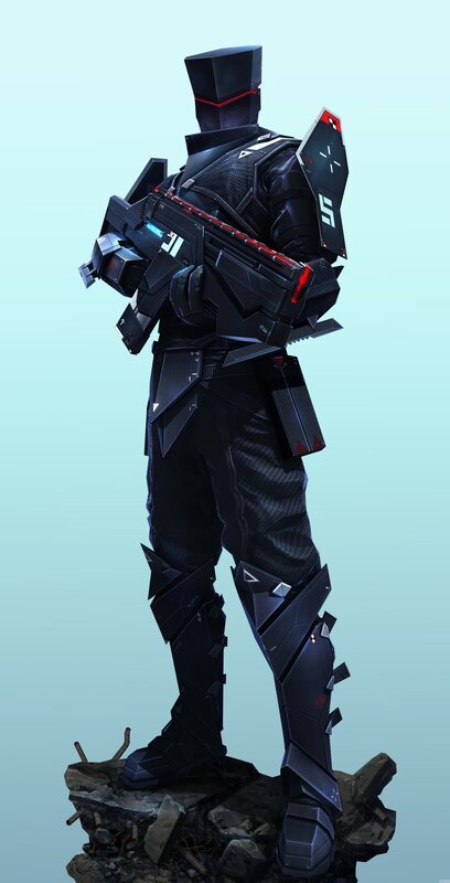 futuristic soldier with weapon