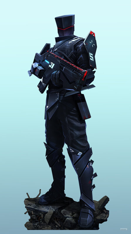 futuristic soldier with weapon
