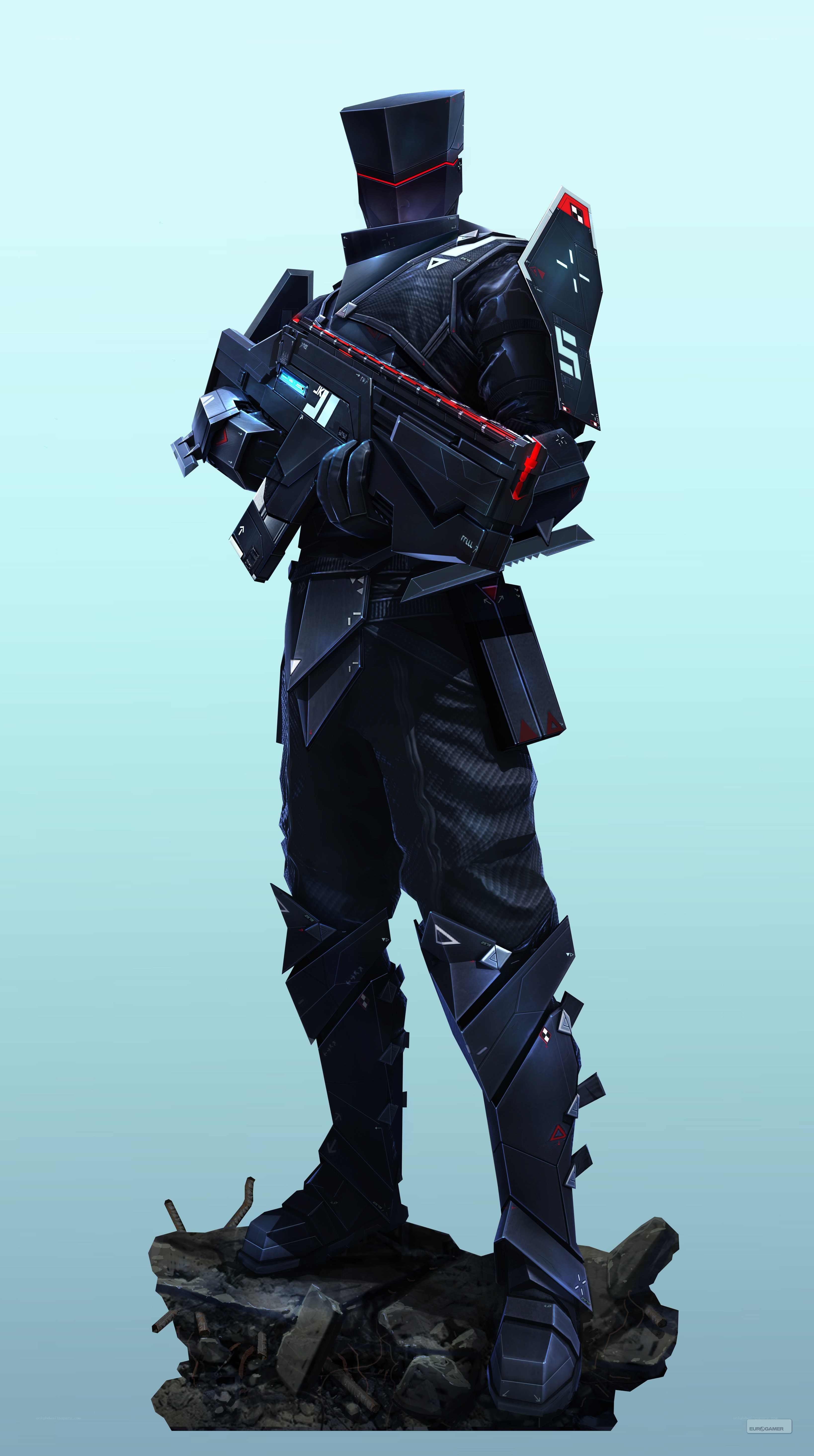 futuristic soldier with weapon