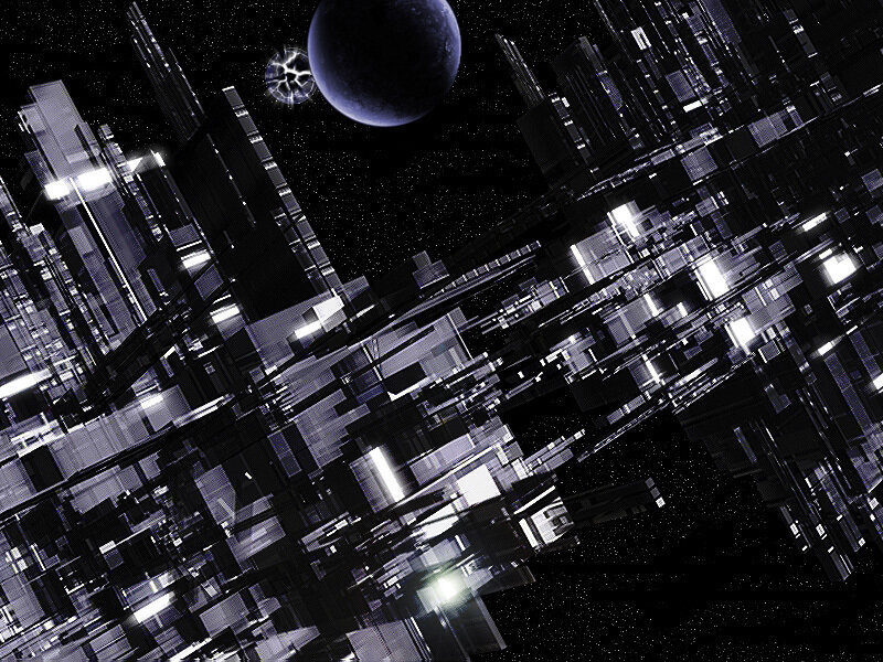 futuristic space cityscape