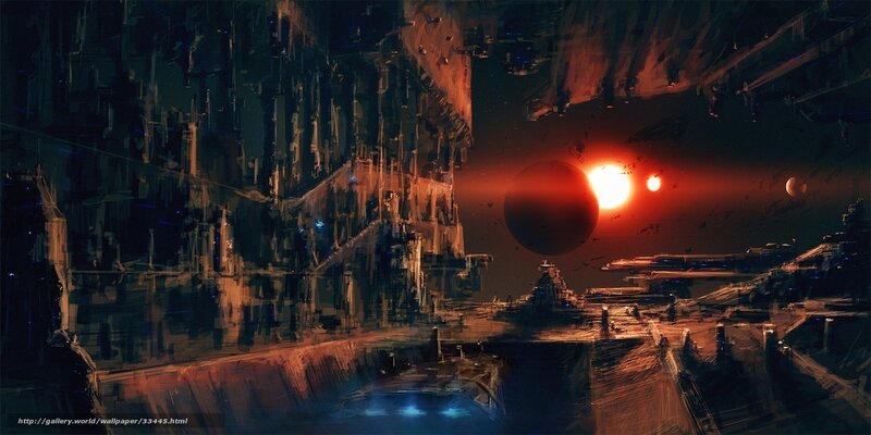 Futuristic space cityscape