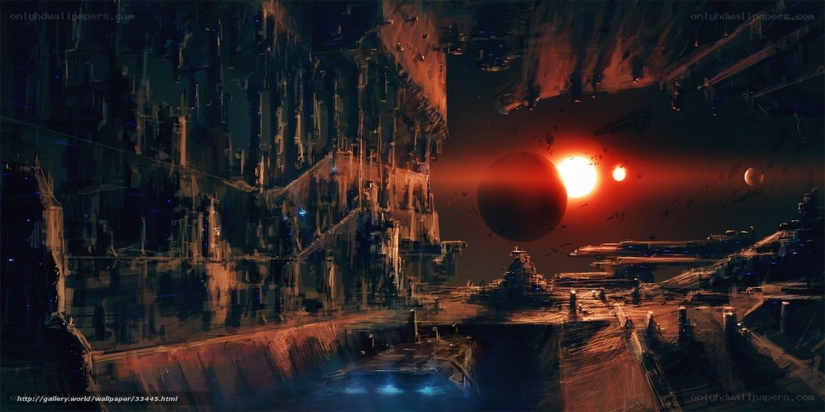 Futuristic space cityscape