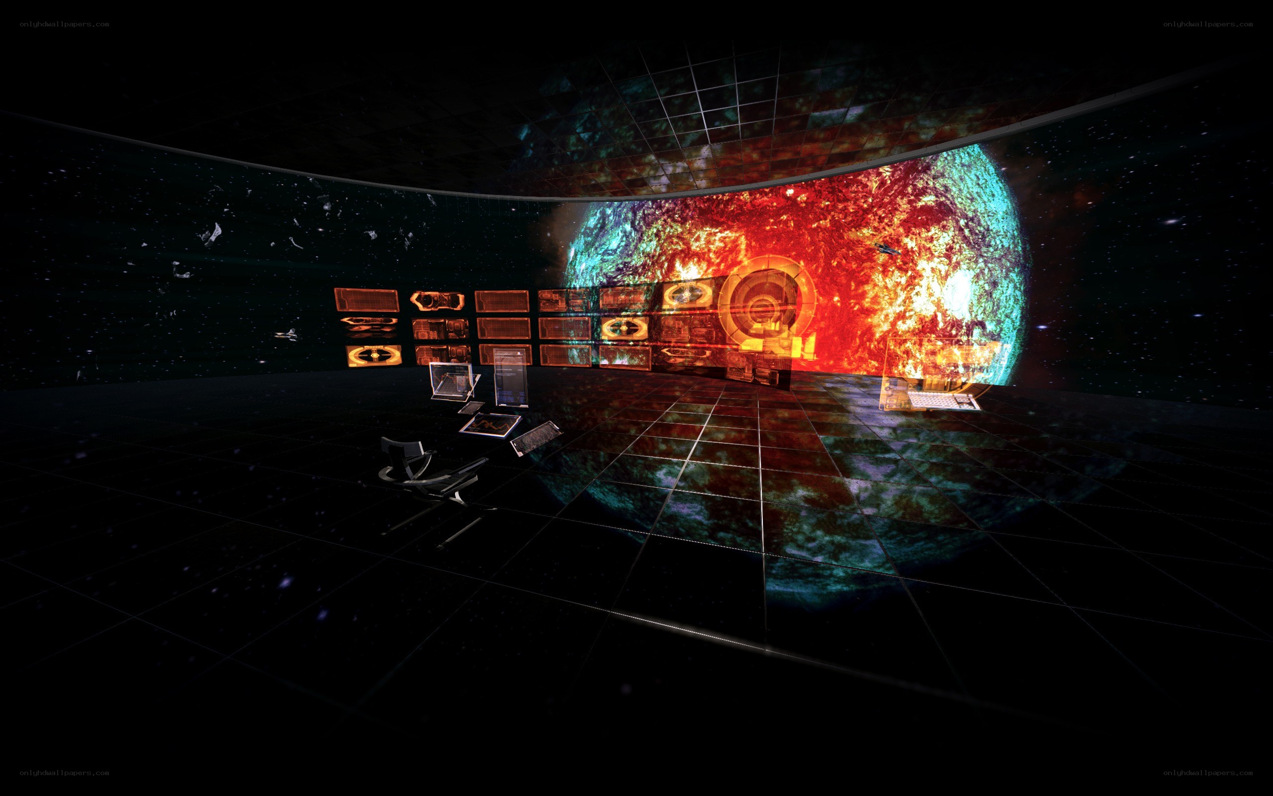 futuristic space control room
