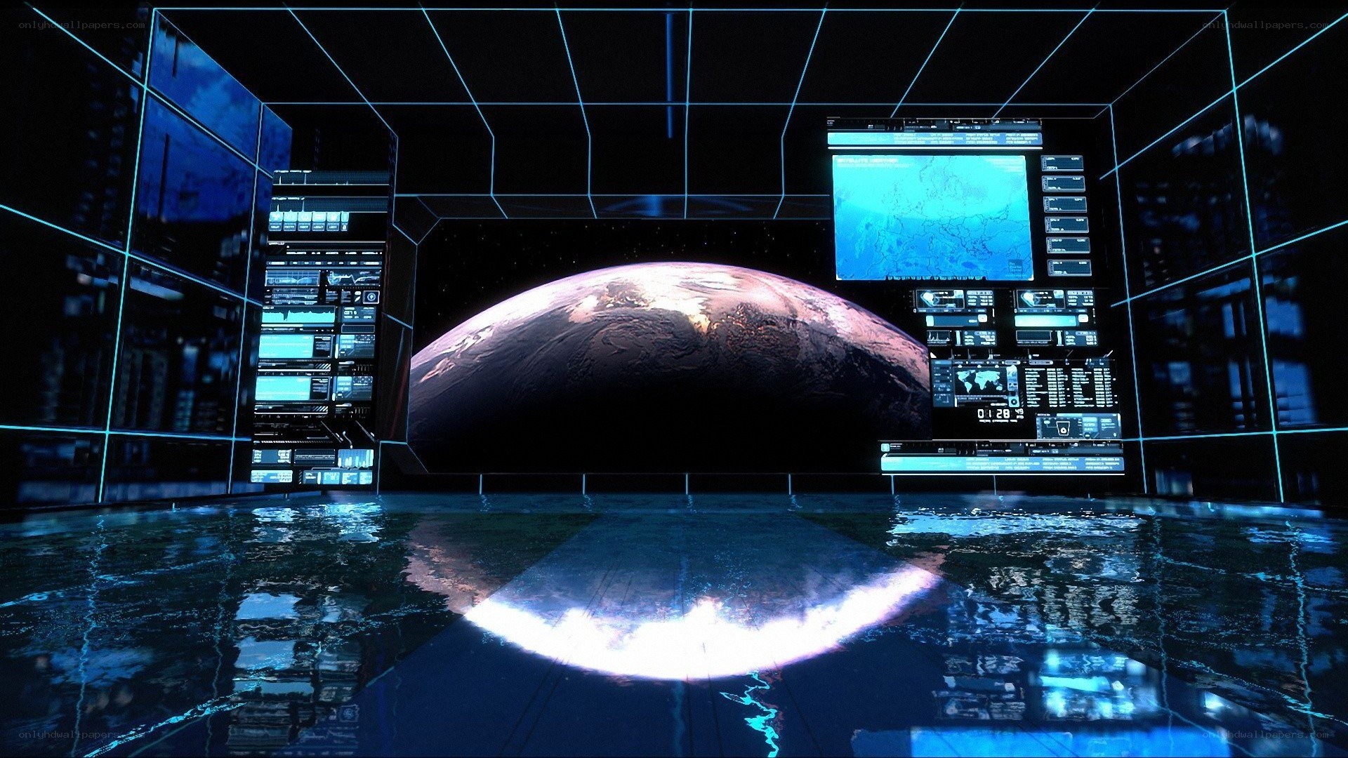 futuristic space control room