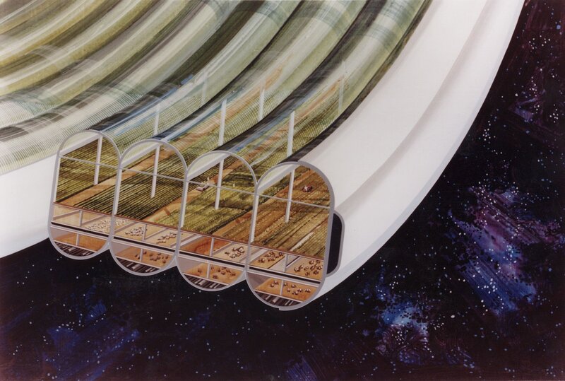 Futuristic space farm concept