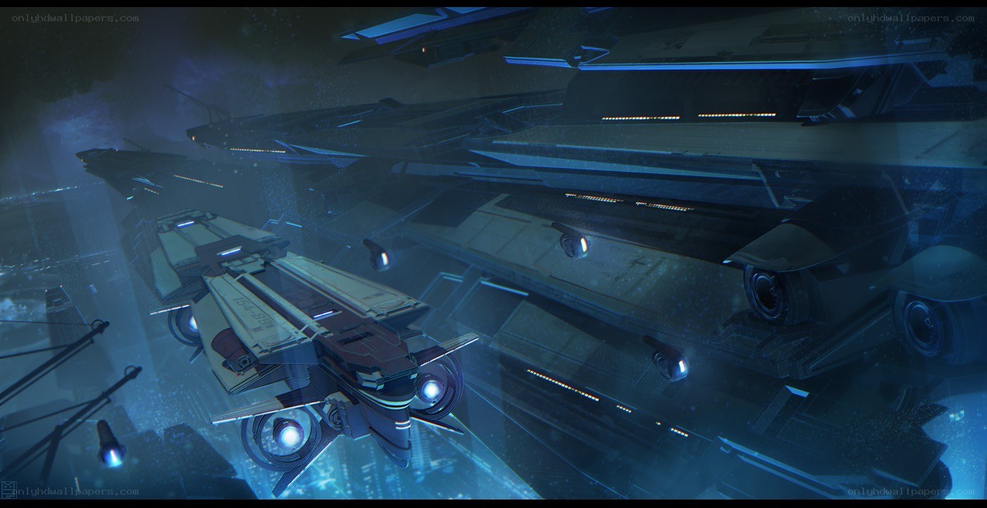 futuristic space fleet