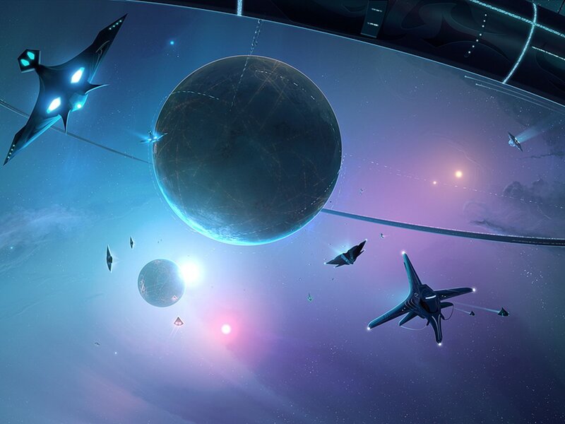 Futuristic space fleet
