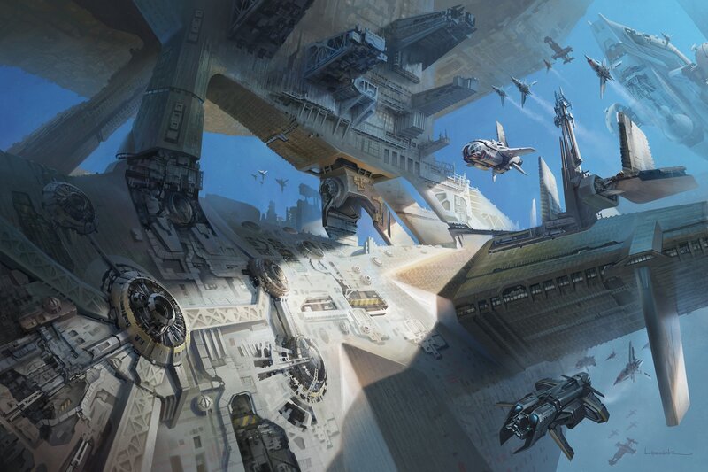 Futuristic Space Station — Blue, Dramatic, Afternoon, Digital Art