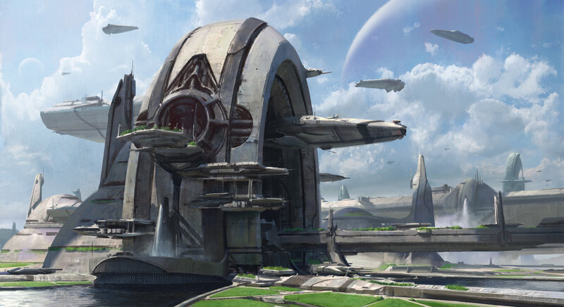 Futuristic Space Station — Blue, Serene