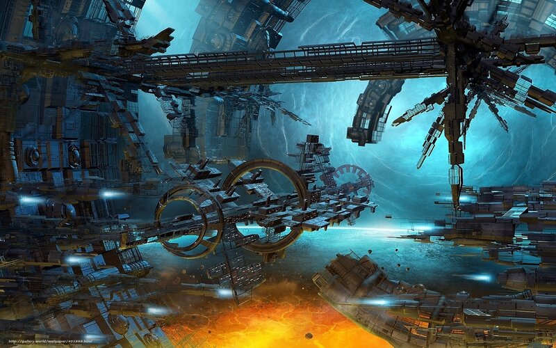 futuristic space station complex