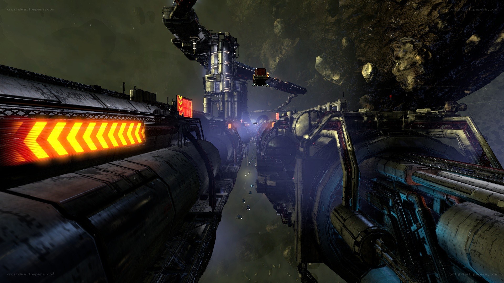 futuristic space station corridor