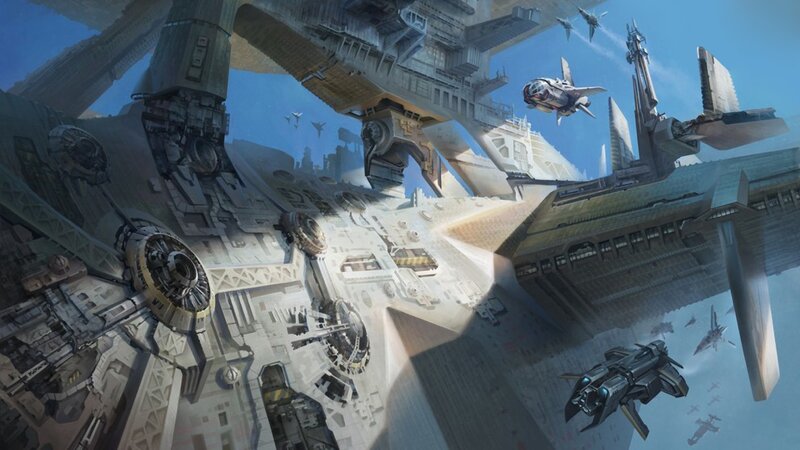 Futuristic Space Station — Gray, Dramatic, Afternoon, Digital Art, Spaceships