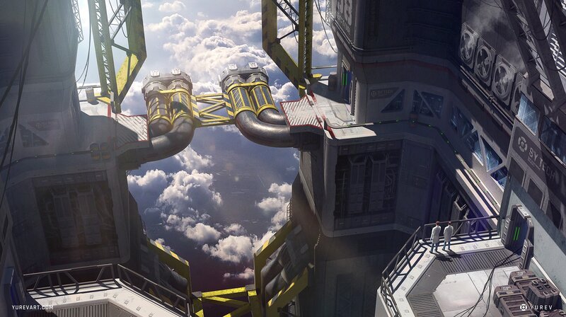 Futuristic Space Station — Gray, Dramatic, Afternoon, Digital Art