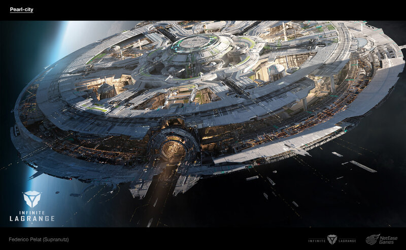 Futuristic Space Station — Gray, Dramatic, Digital Art