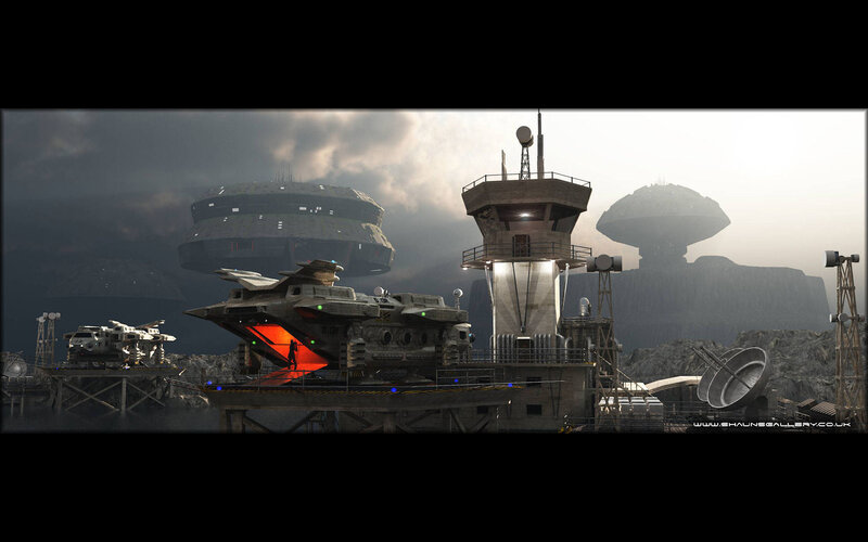Futuristic Space Station — Gray
