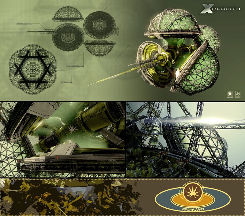 Futuristic Space Station — Green, Dramatic, Digital Art