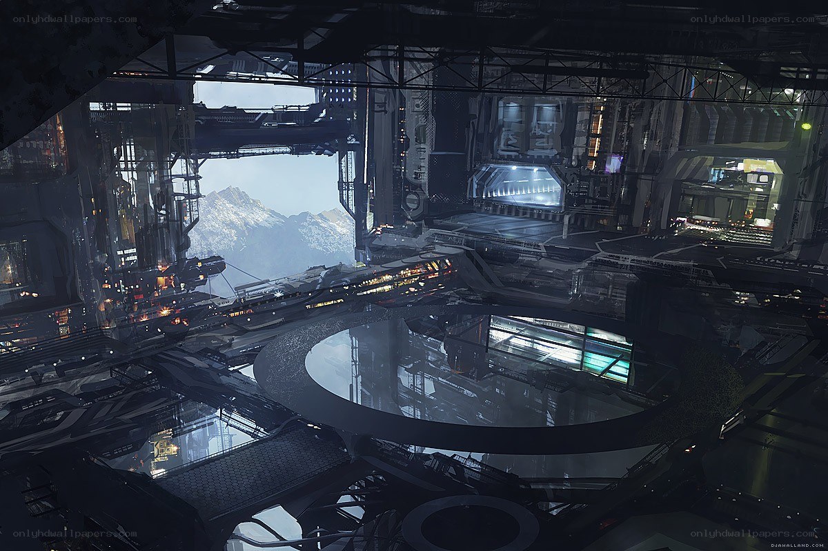 futuristic space station interior