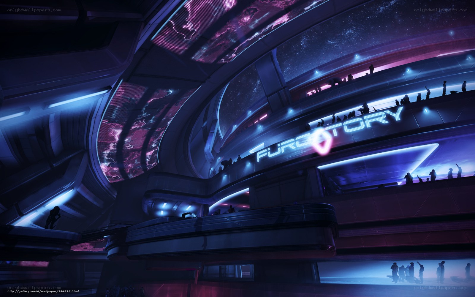 Futuristic space station interior
