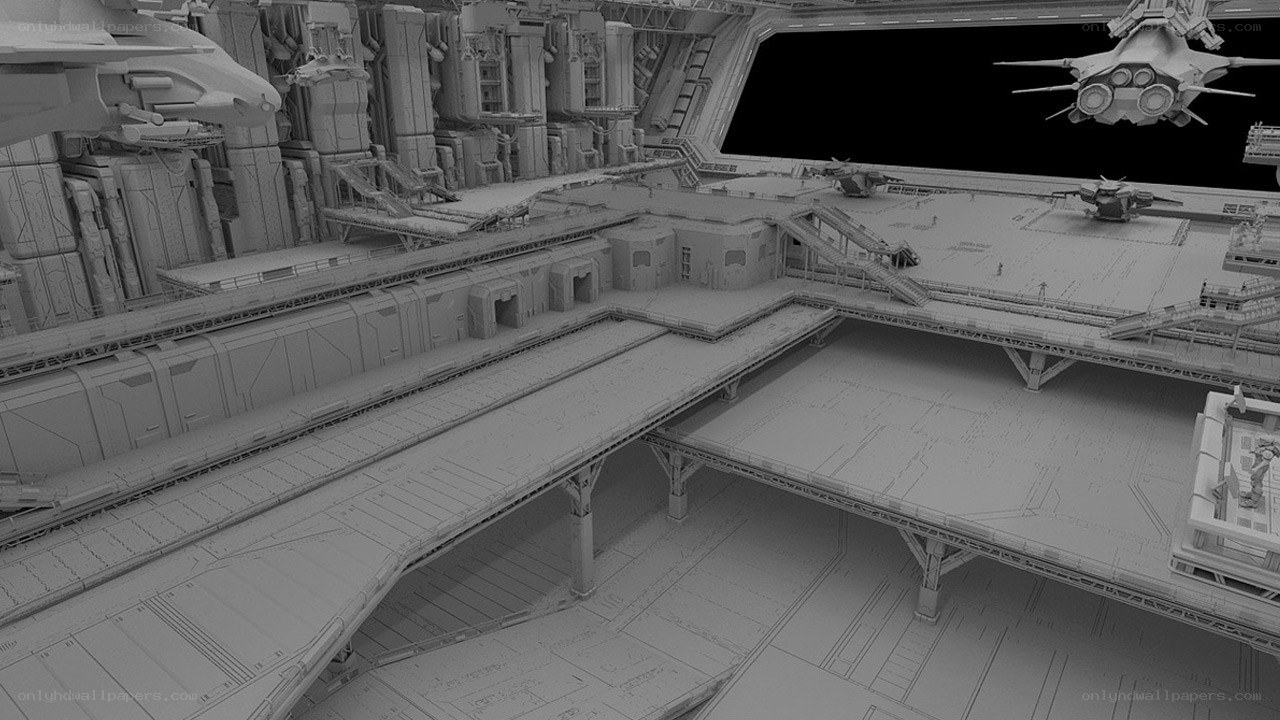 futuristic space station interior