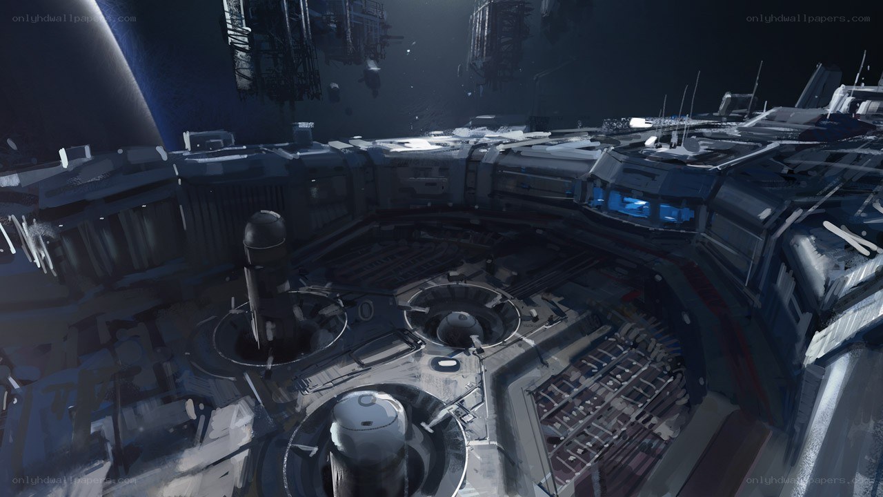 futuristic space station interior