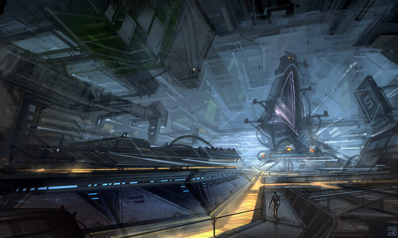futuristic space station interior