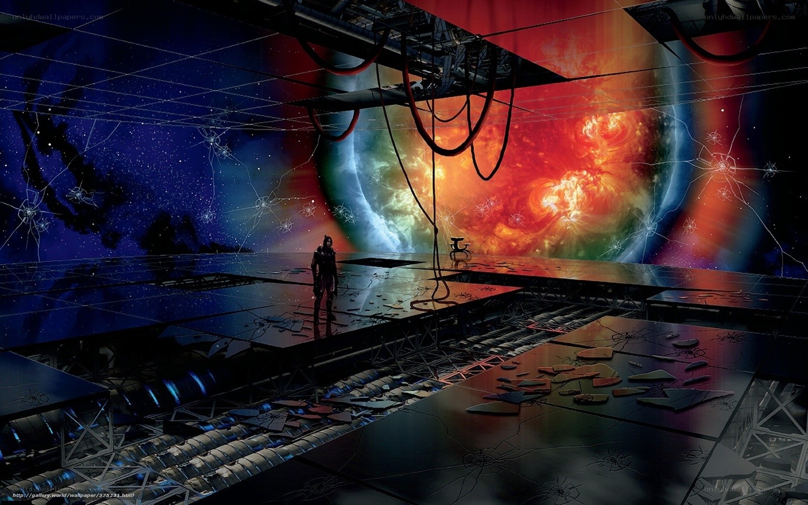 Futuristic space station interior