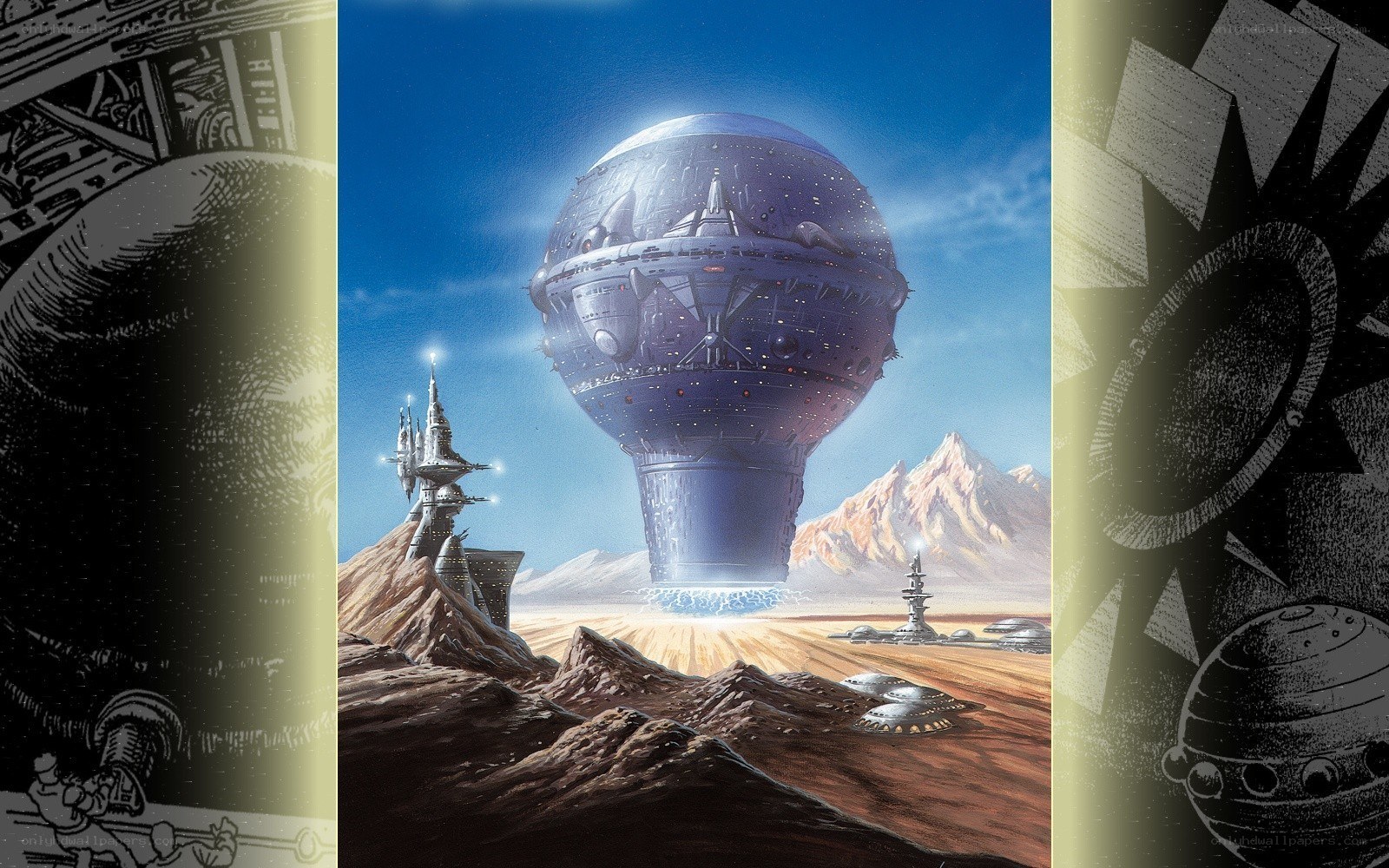 futuristic space station on alien planet