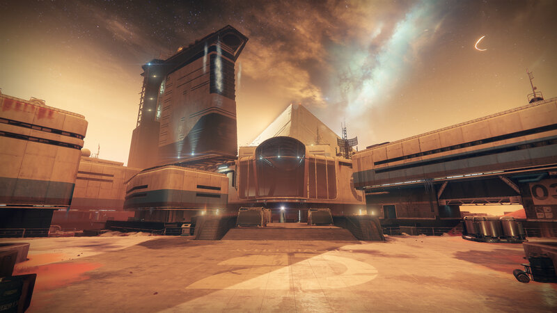 Futuristic Space Station — Orange, Dramatic, Night, 3d Render