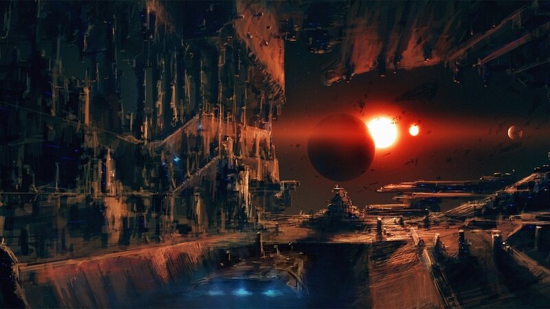 Futuristic Space Station — Red, Dramatic