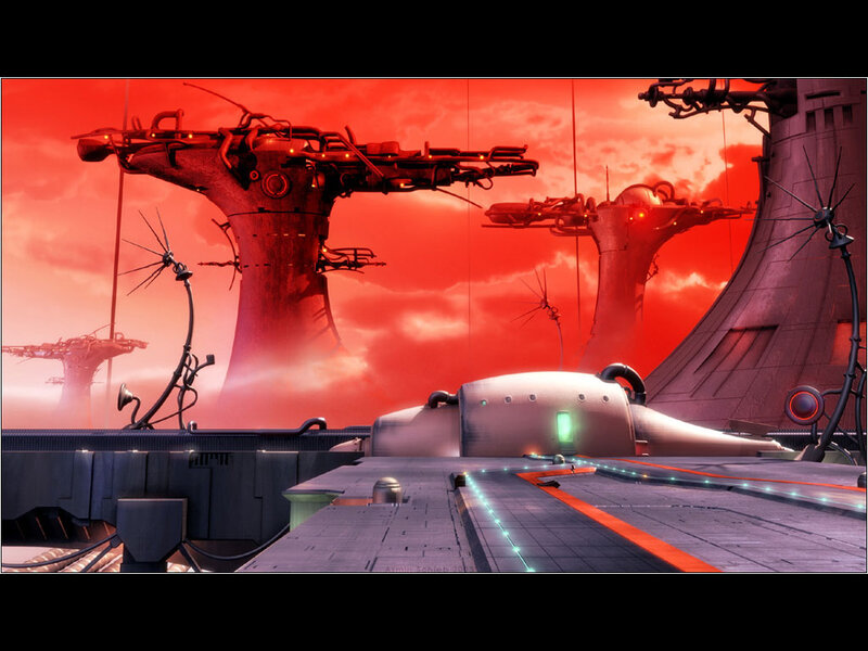 Futuristic Space Station — Red