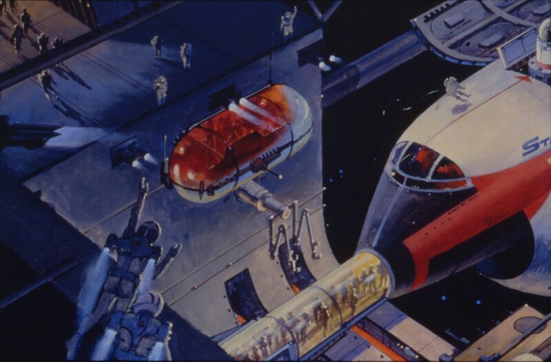 futuristic space station scene